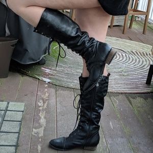 Knee High Faux Leather Boots